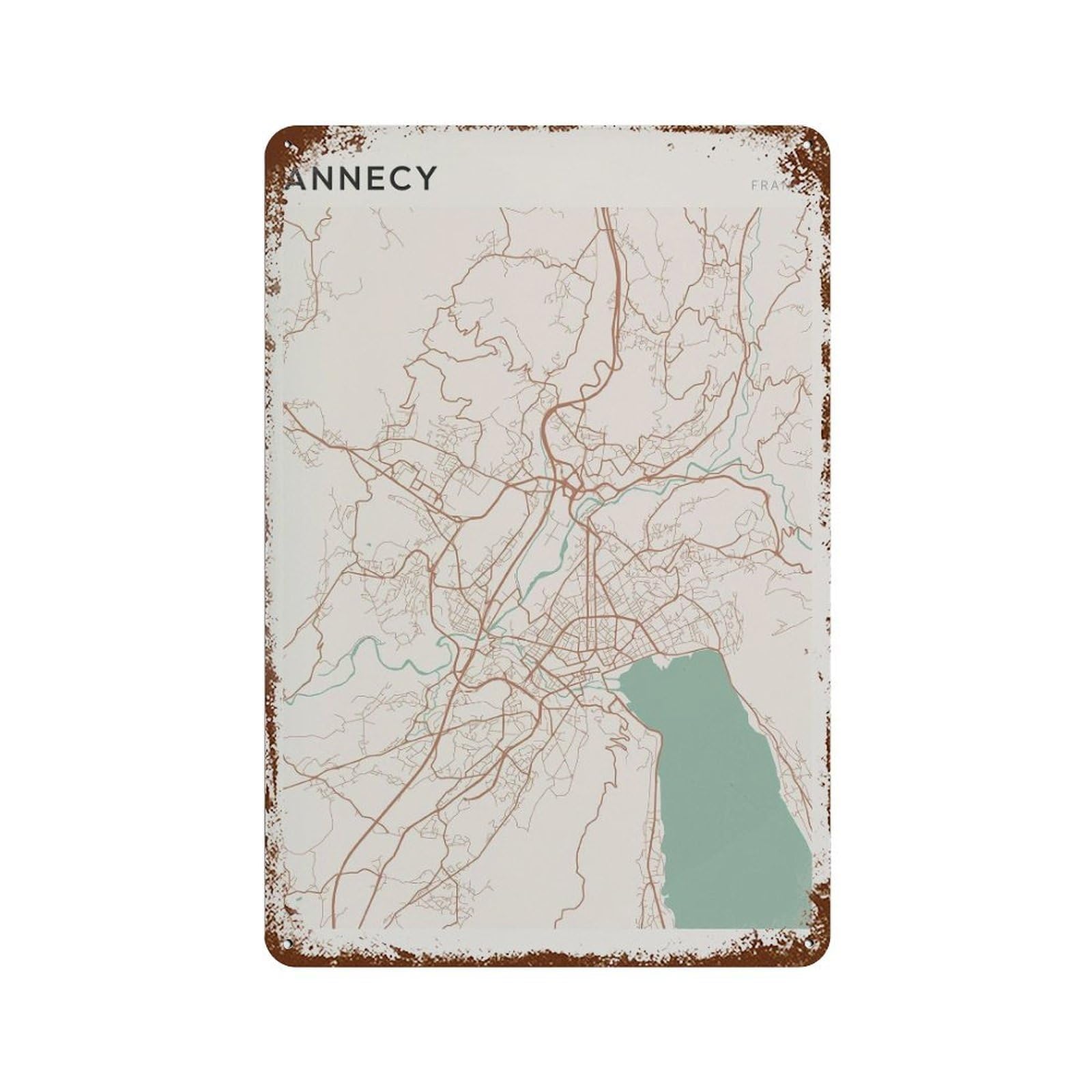 xiaoxiaoshen Annecy Map France Travel Gift Scandi (2) Wall Decor Art Metal Tin Poster Modern Home Decor Art Home Bar Shop Decorations Vintage Sign 30x20cm