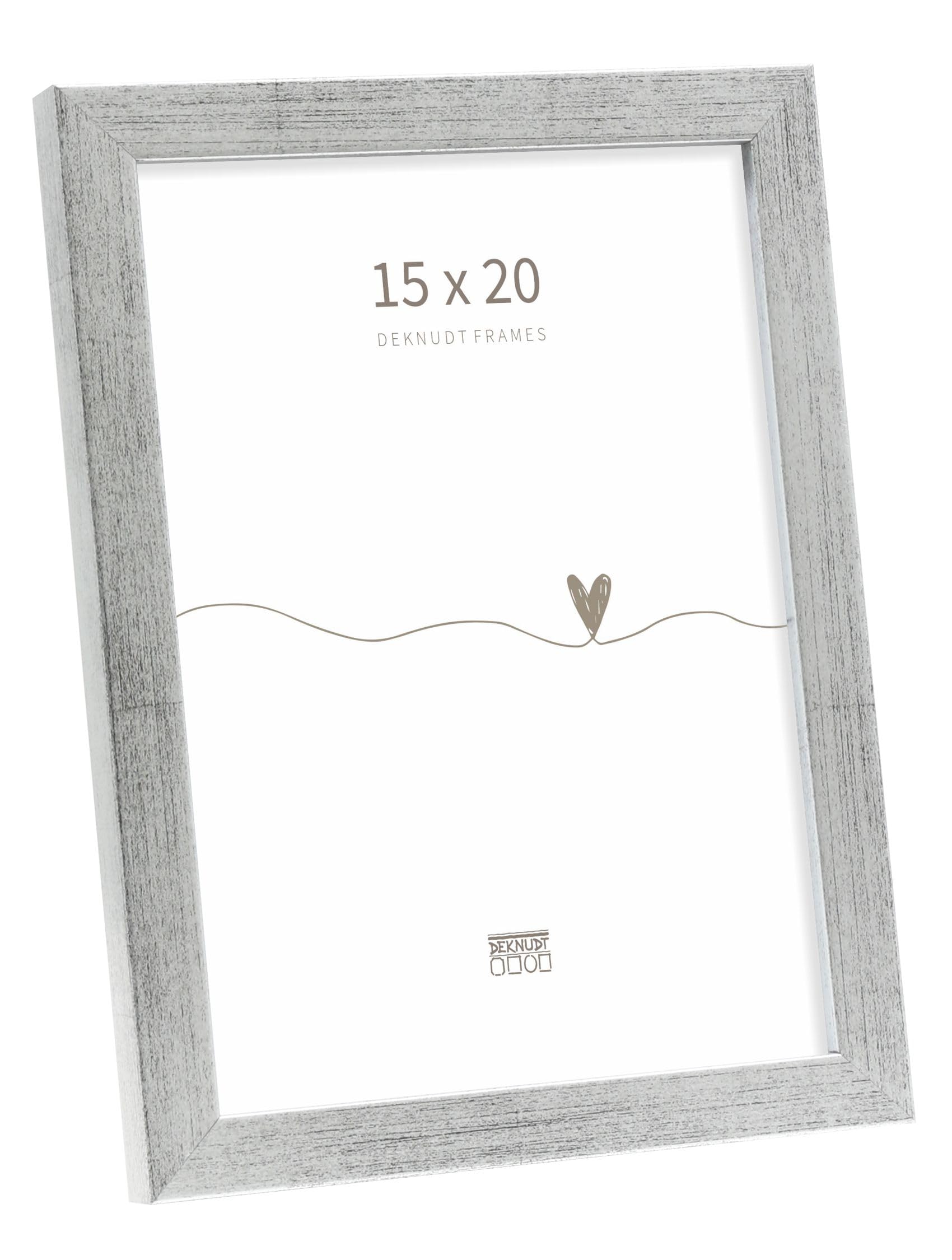 Deknudt Frames - wooden photo frame for 15 x 20 cm photo - silver - for photos, posters or posters - S243D1 - to stand or hang