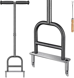 Dolibest Lawn Coring Aerator, Manual Lawn Aerator, 2 Stainless Steel Corer Plug Aerator with Soft Rubber Grip, Pre-Assembl...