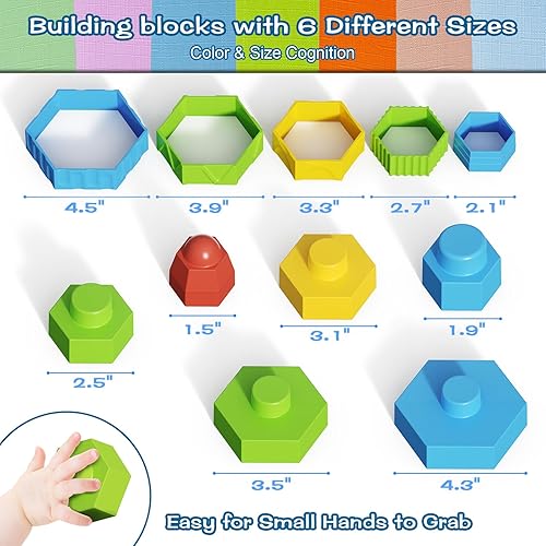 Miniatura 3 de Juguetes apilables para bebés, bloques de construcción para bebés de 6, 9, 12, 18 meses, juguetes Montessori para niños de 1, 2, 3, 4 años, regalos