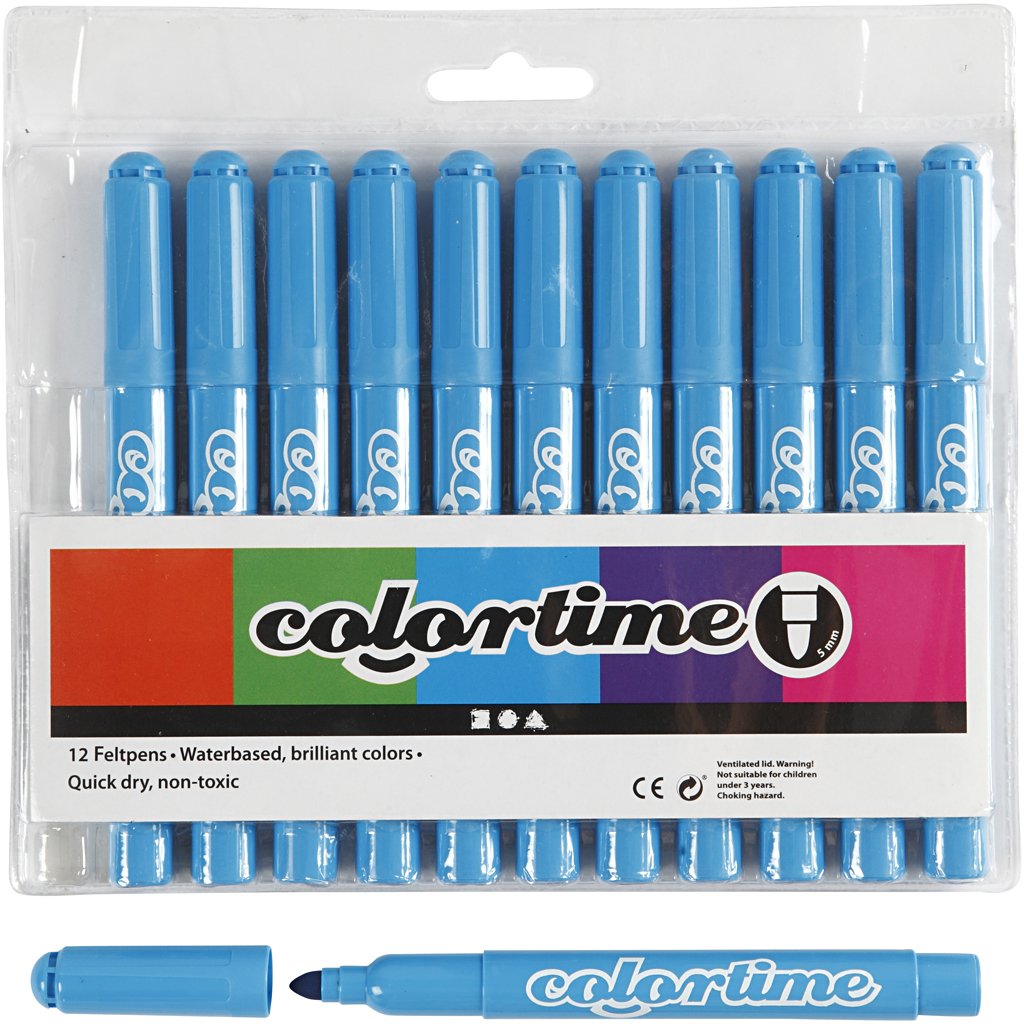 Colortime 12-Piece Colortime Marker, Light Blue