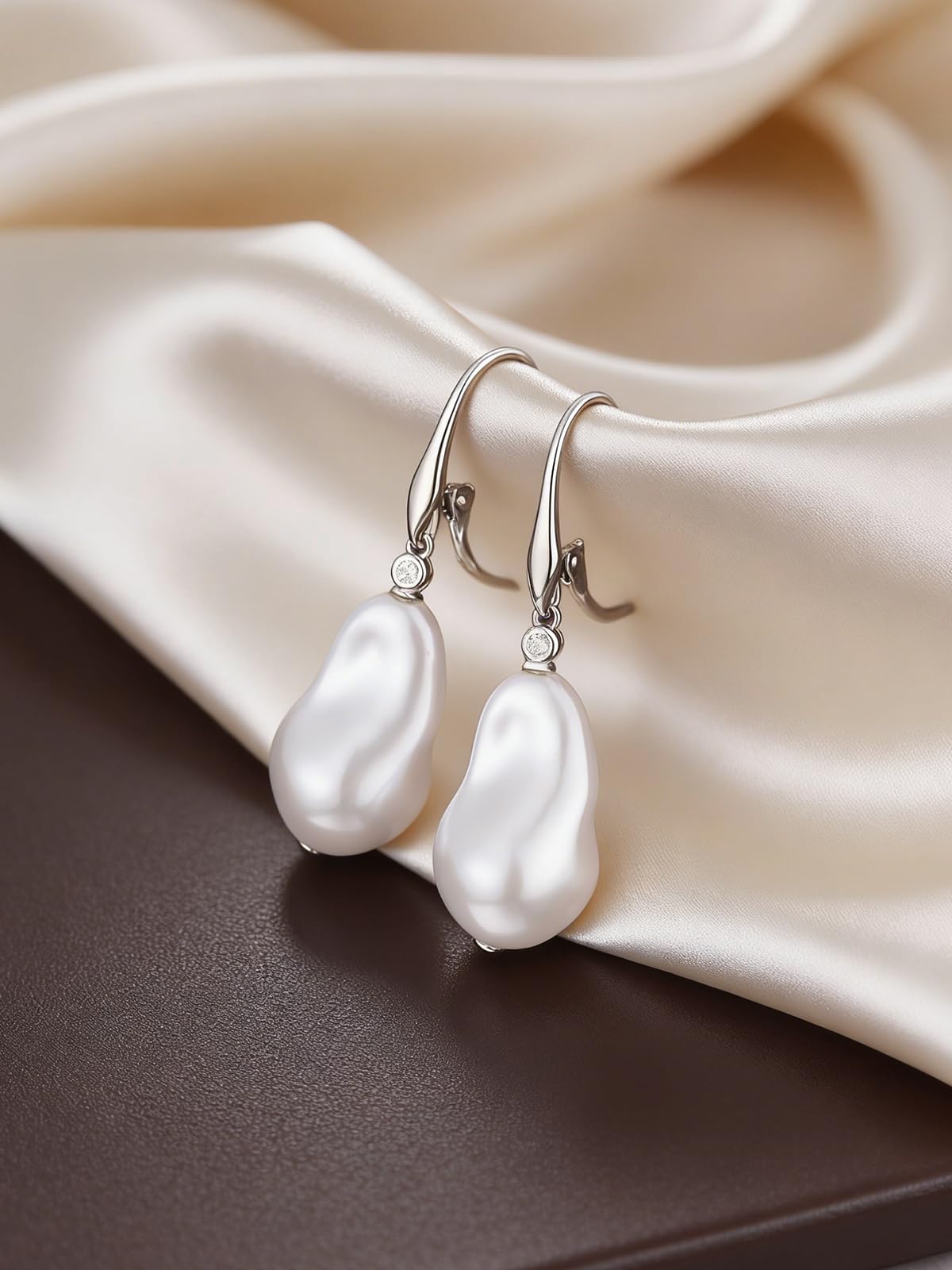 Orecchini Perle Barocche in Argento Sterling 925 Leverback Perle Simulate Orecchini Pendenti Orecchini Perla Gioielli Regali per Donne