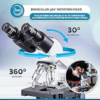 Vista 6 de AmScope - Microscopio compuesto binocular LED 40X-2500X con escenario 3D, cámara digital de 5MP, juego de diapositivas preparadas de 50 piezas