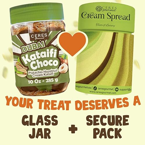 Miniatura 5 de Ceres Gourmet Dubai Chocolate Untable  Crema de Pistacho con Phyllo Kataifi Tostado, Chocolate Gourmet para Desayuno, Relleno Crujiente de Dubai
