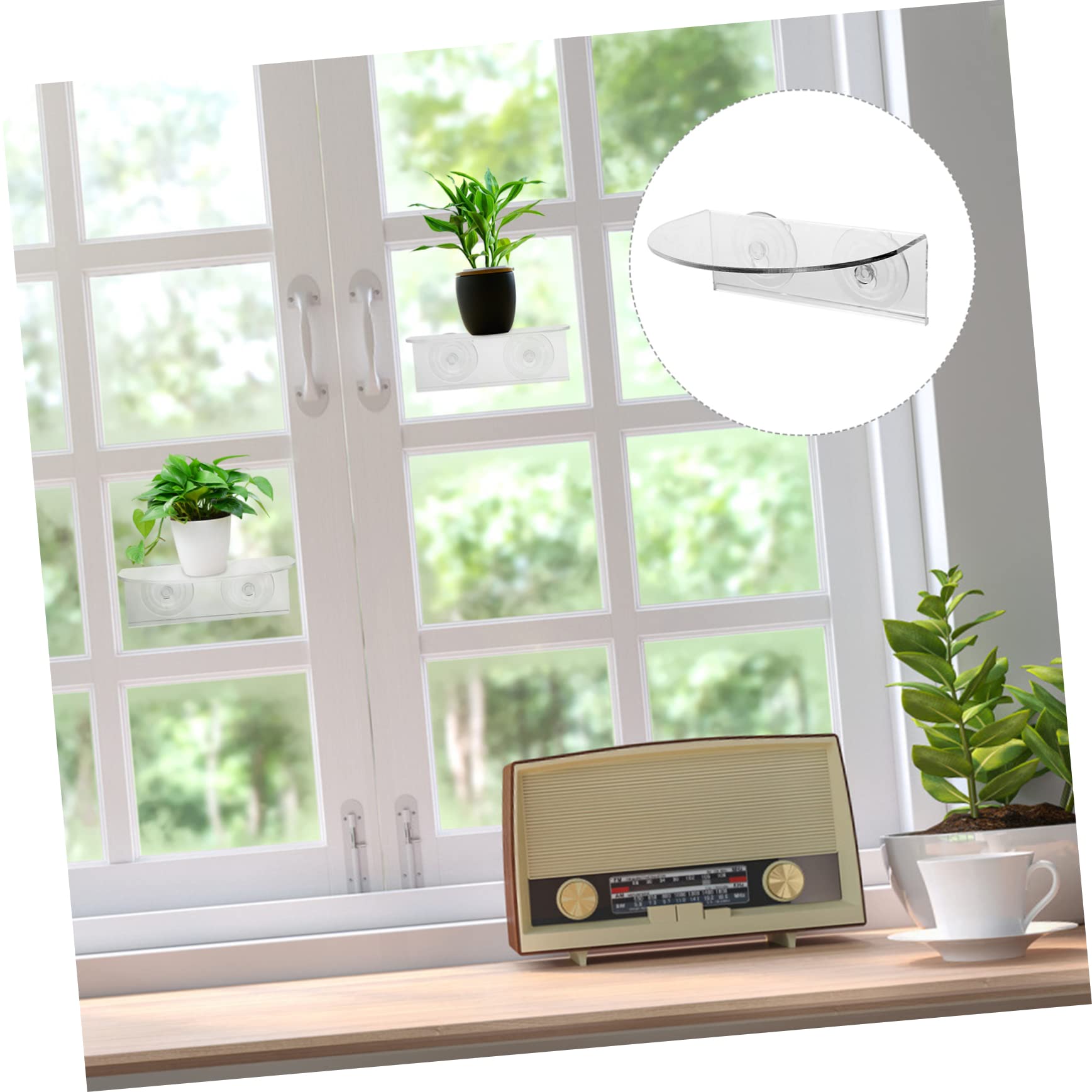 Happyyami Acryl Fensterregal für Pflanzen mit Saugnapf Tragfähig ohne Bohren für Küche und Wohnzimmer