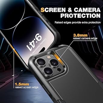 Diaclara Designed for iPhone 14 Pro Max Case, [with Privacy Screen Protector] [Anti Spy] [Military Grade Drop Protection] Heavy Duty Full-Body Shockproof Phone Case, Black