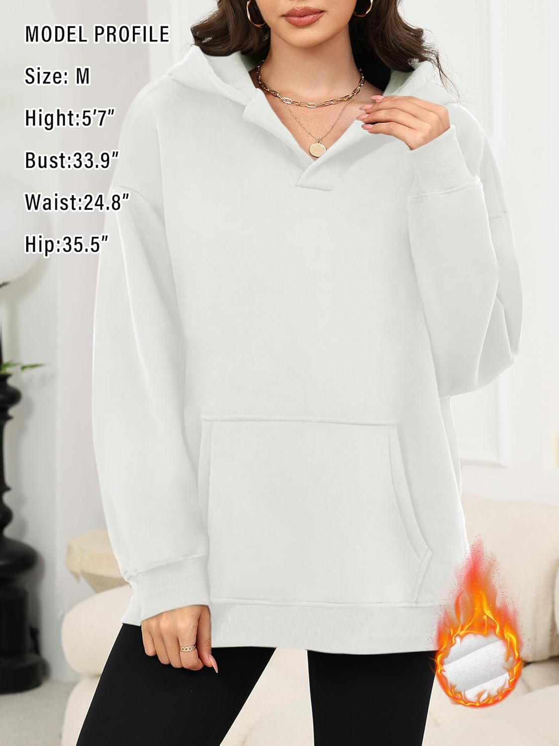 Elesomo Women's Sweatshirts Long Sleeve Hoodies Fleece Sweater Pullover Fall Outfits with Pocket - Image 3