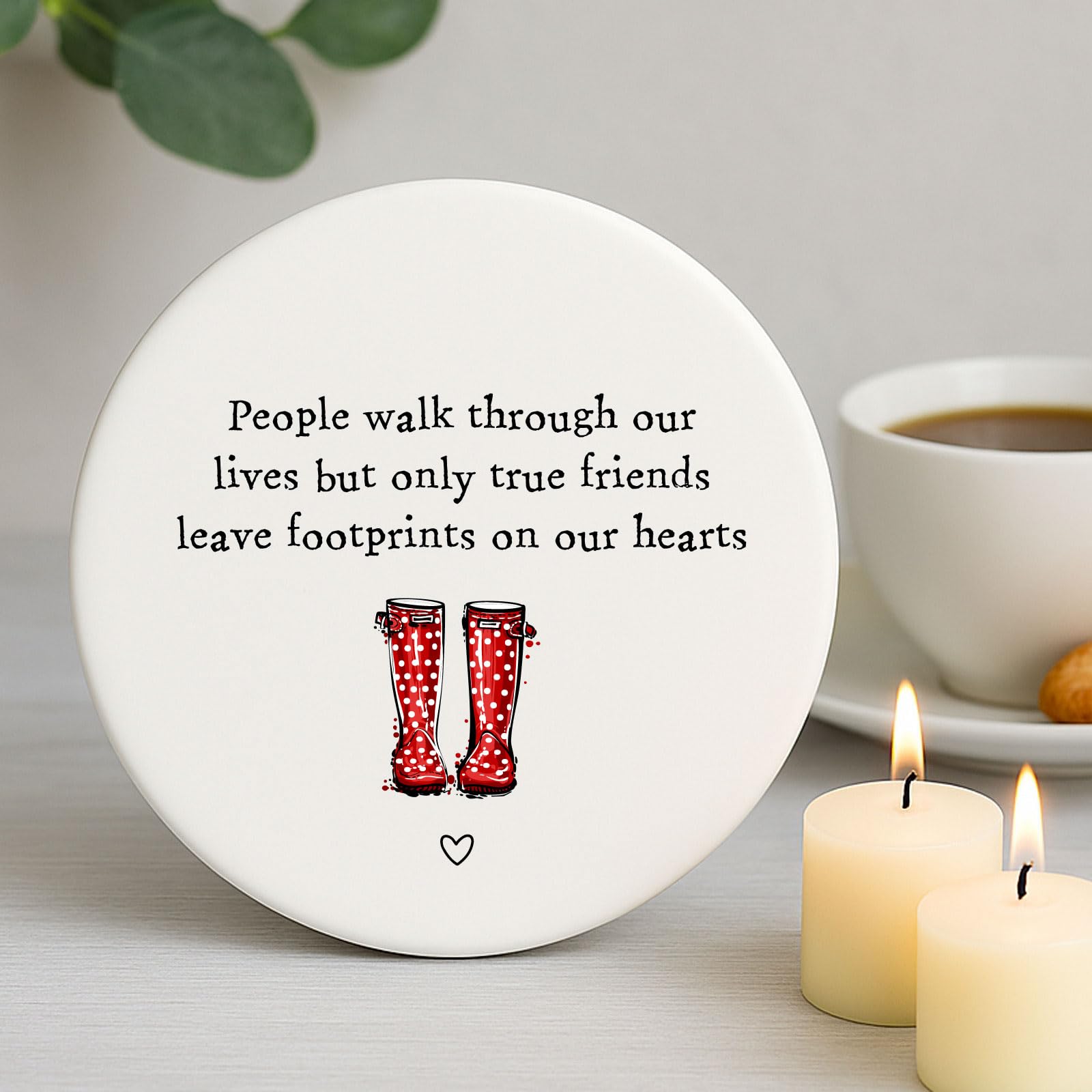 Porcelain Keepsake Coaster | Friendship Birthday Home Gift with Quote