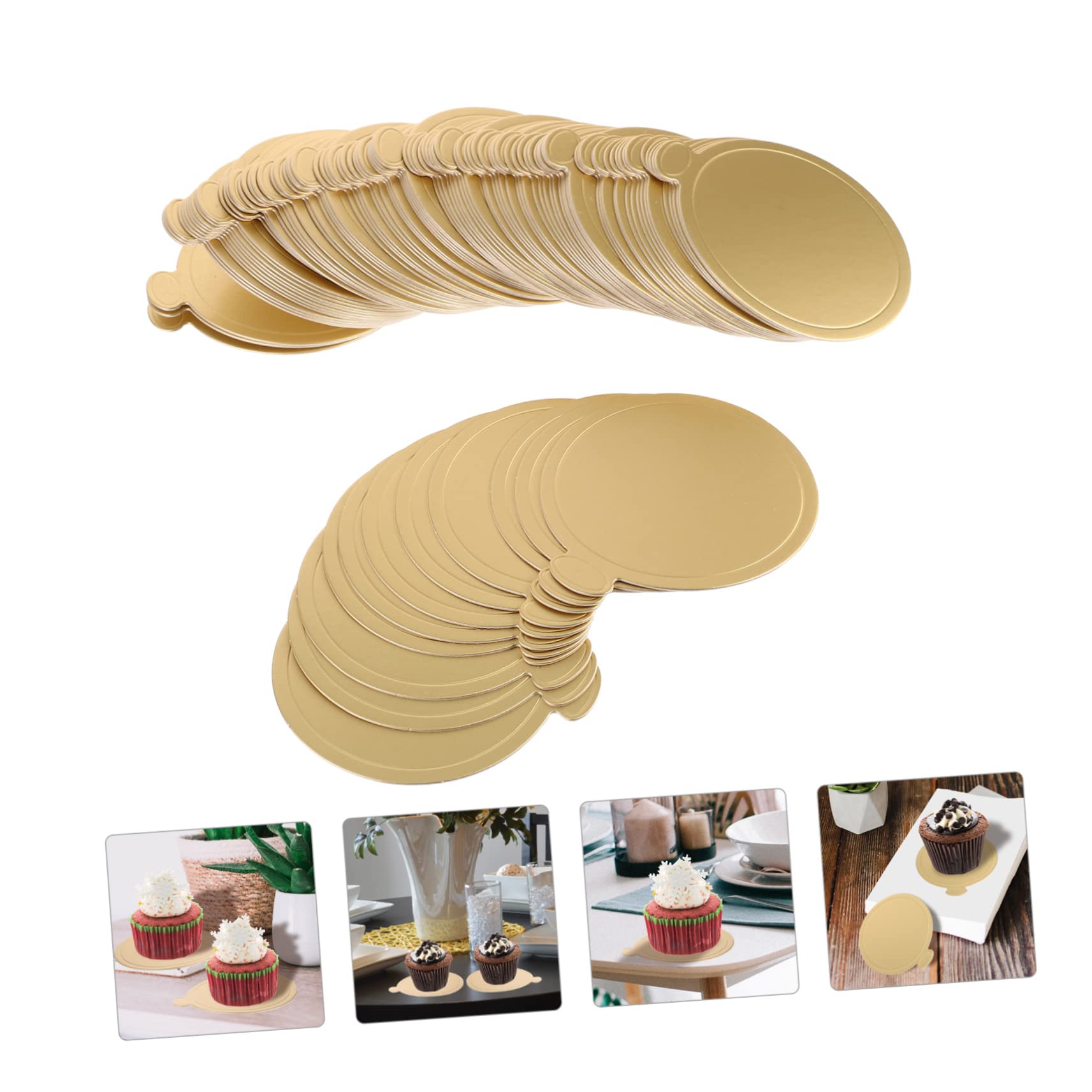 Cabilock 100pcs Mini Round Cake Base Cake Board Base for Household Cardboard Boards for Birthday Wedding Holiday Parties