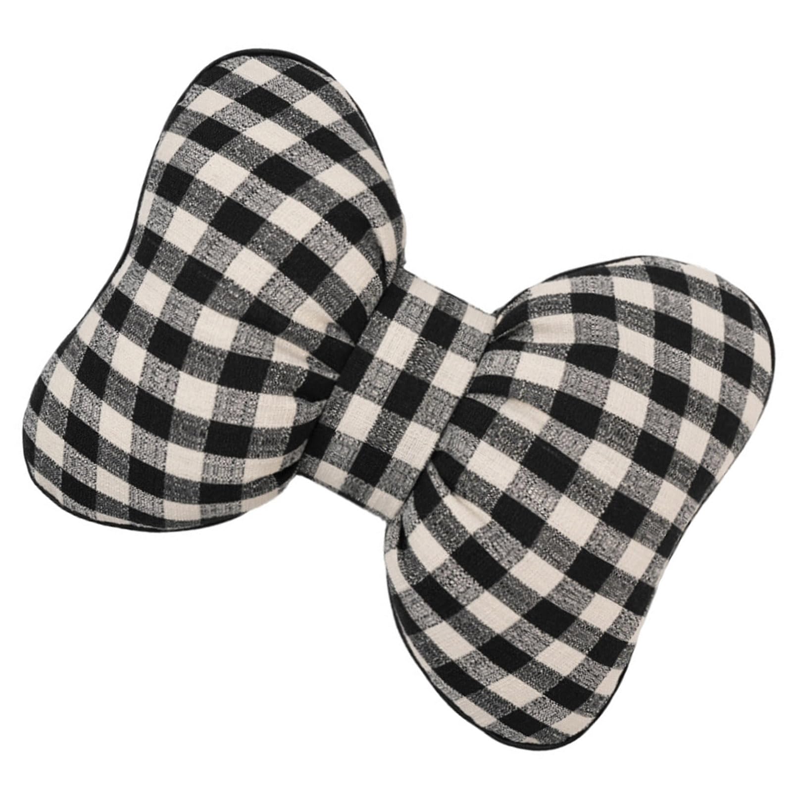 Kangnice Multipurpose Checkered Bowknot Design Car Neck Pillow Headrest Lumbar Cushion Vehicle Seat Sofa Pad Car Headrest Pillow