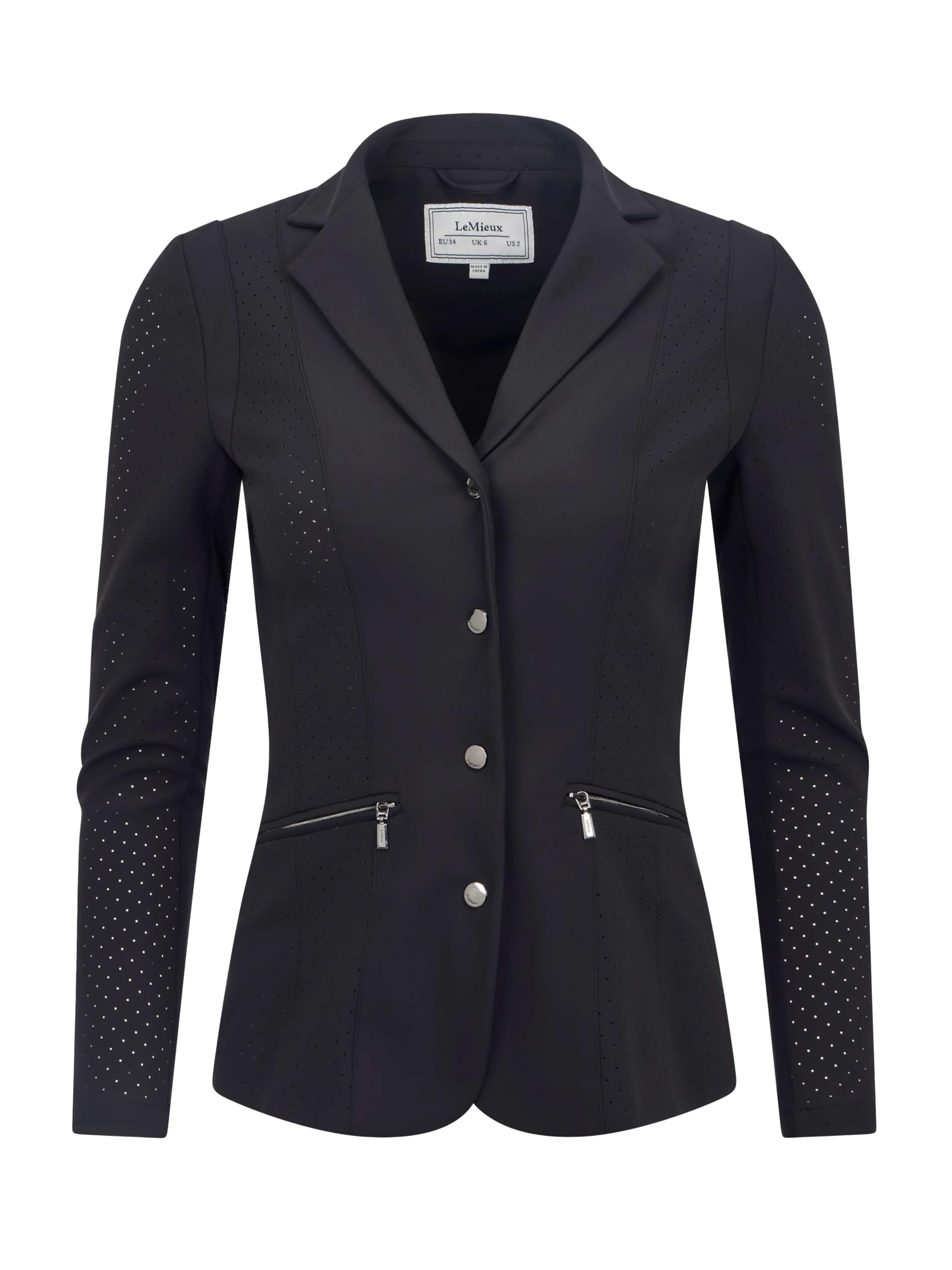 LeMieux Jessica Mesh Show Jacket - Womens Equestrian Horse Riding Competition Jacket - Lightweight & Breathable - Black - UK6