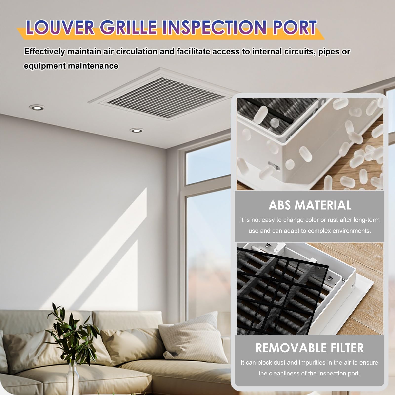 Pannello di accesso, in plastica rimovibile, per soffitto/parete, porta di servizio per ispezione idraulica, facile da usare per cablaggio e tubi di riscaldamento