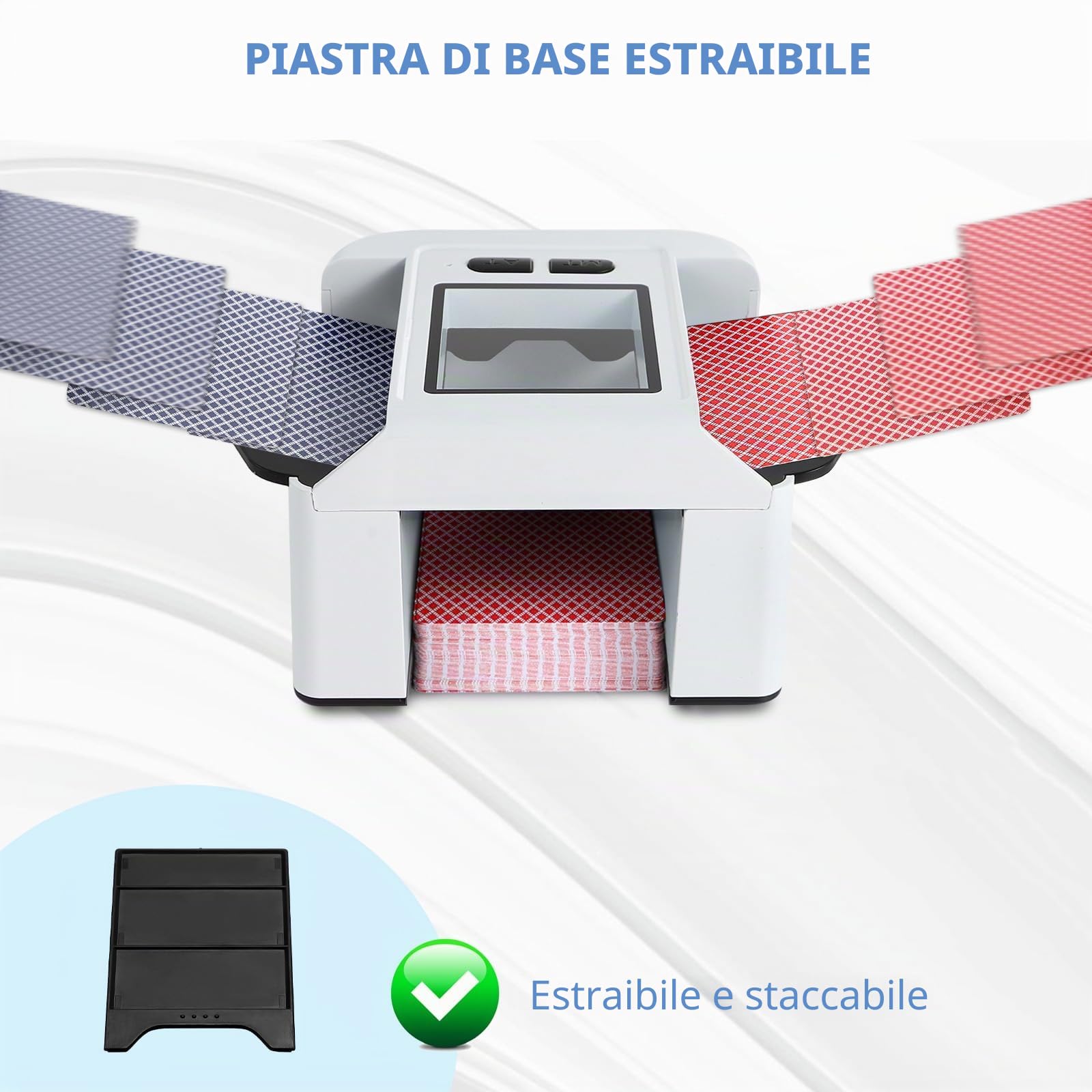 Mescolatore di carte automatico per 1-2 mazzi, batteria ricaricabile da 2000mAh, mescolatore elettrico a basso rumore per Poker, UNO, Blackjack, Phase 10 e altro – Mescolata con un tocco