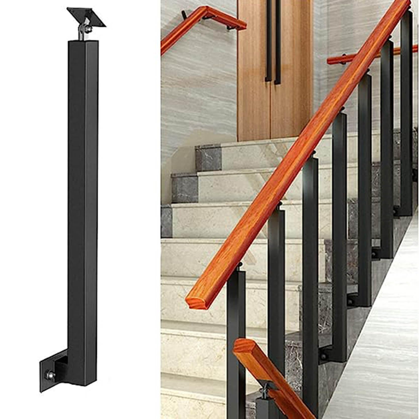 Lqsybhd Black Side Mount Stair Railings Kit, Heavy Duty Balusters Spindles Column, For Balcony Deck Garden Patio Loft, Wood Handrails Support Column(Size:2.13ft/65Cm,Color:black)