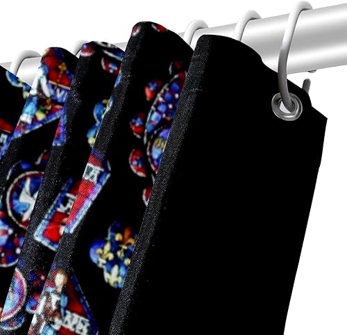 Miniatura 5 de KXO Cortina de ducha con vitrales, impermeables, lavables, juego de cortinas de baño de poliéster con ganchos, 72 x 72 pulgadas