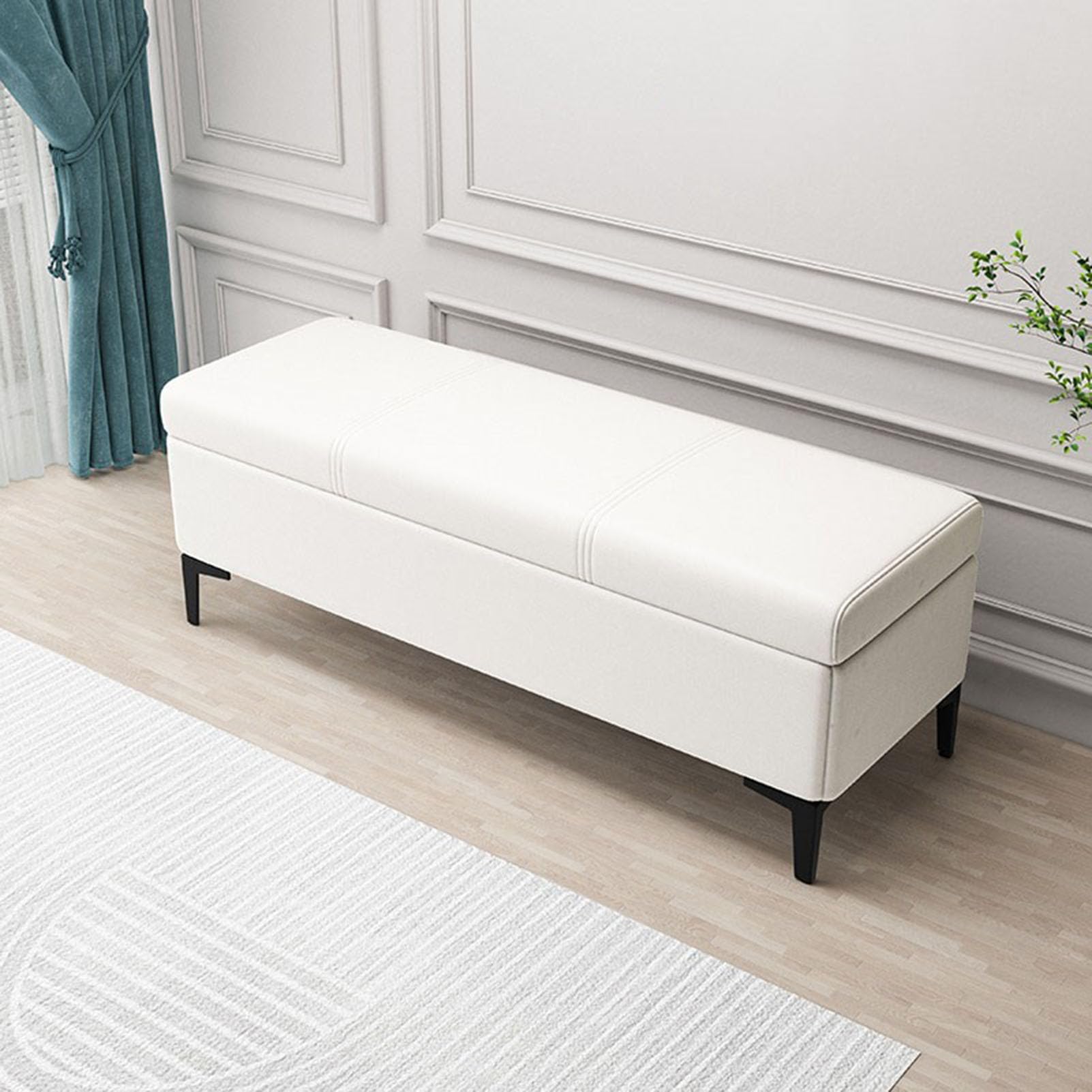 GDMDPTE Ottoman Storage Bench with Hidden Compartment Leather Padded Footrest for Blankets & Toys Upholstered Seating Footstool Shoe Change Stylish Home Décor