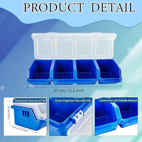 Miniatura 2 de Caja organizadora de tornillos, 8 unidades, cubos de herramientas con 4 compartimentos, tapa translúcida, caja de herramientas, organizador de