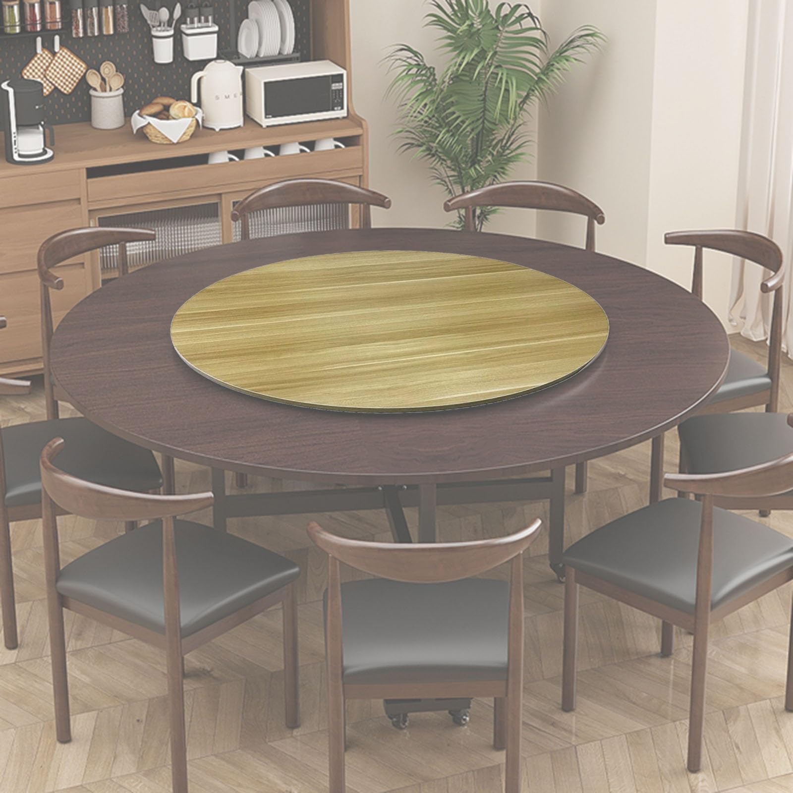 Large Wooden Dining Table Turntable Lazy Susan Rotating Serving Tray - Round Table Service Tray for Kitchen Display and Entertaining