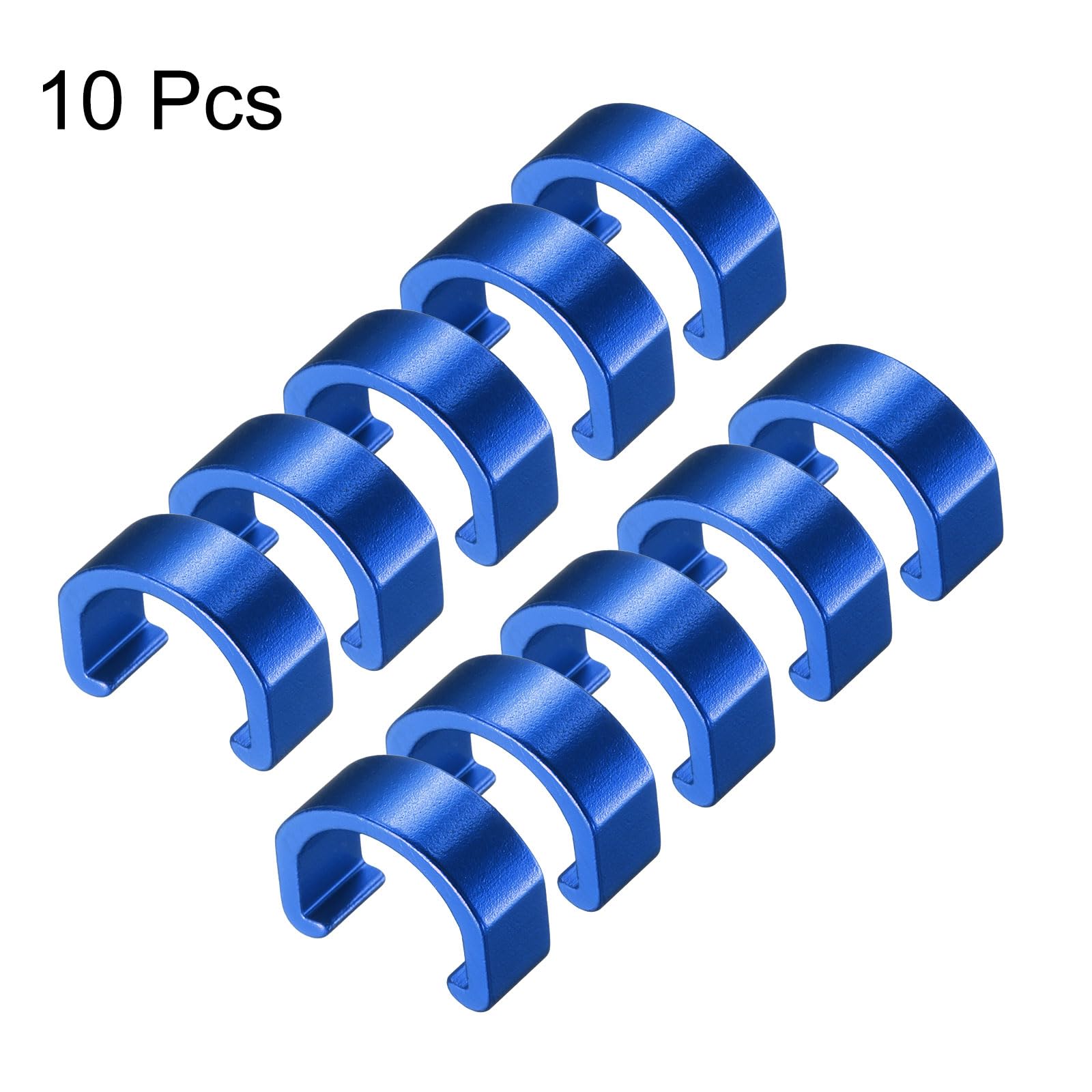 QUARKZMAN 10pcs Molle Cavo Bici Clip a C Lega Alluminio Guaina Guida Cavo U-Clip per Freni Deragliatore Cambio MTB Bici da Strada, Blu