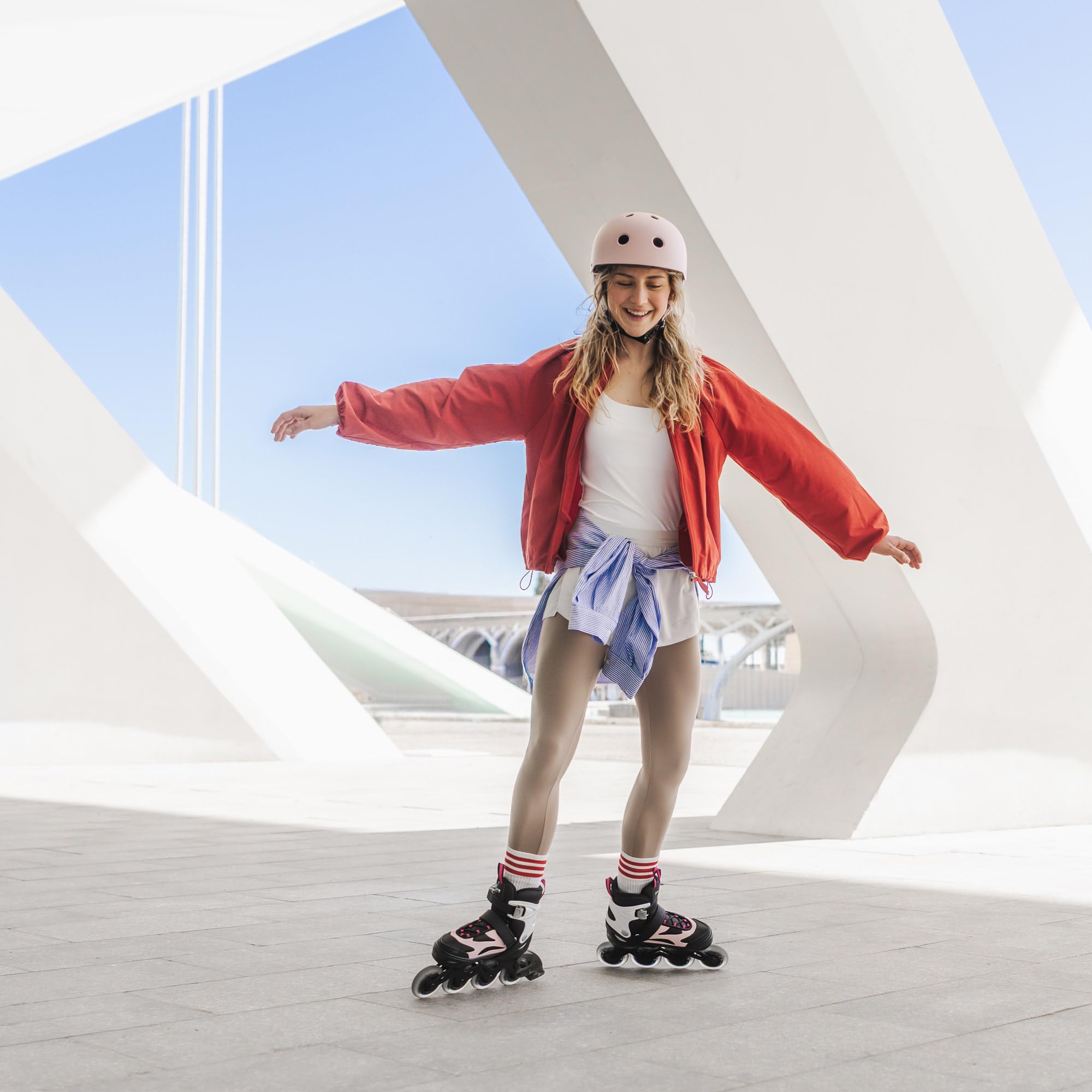 Movino Inline Skates Cruzer Two Rollschuhe Kinder Mädchen Jungen Inliner Rollerskates Fitness Sport Outdoor Inliner für Kinder Inlineskates Verstellbar Großen Rädern 80 mm Kids-Inliner
