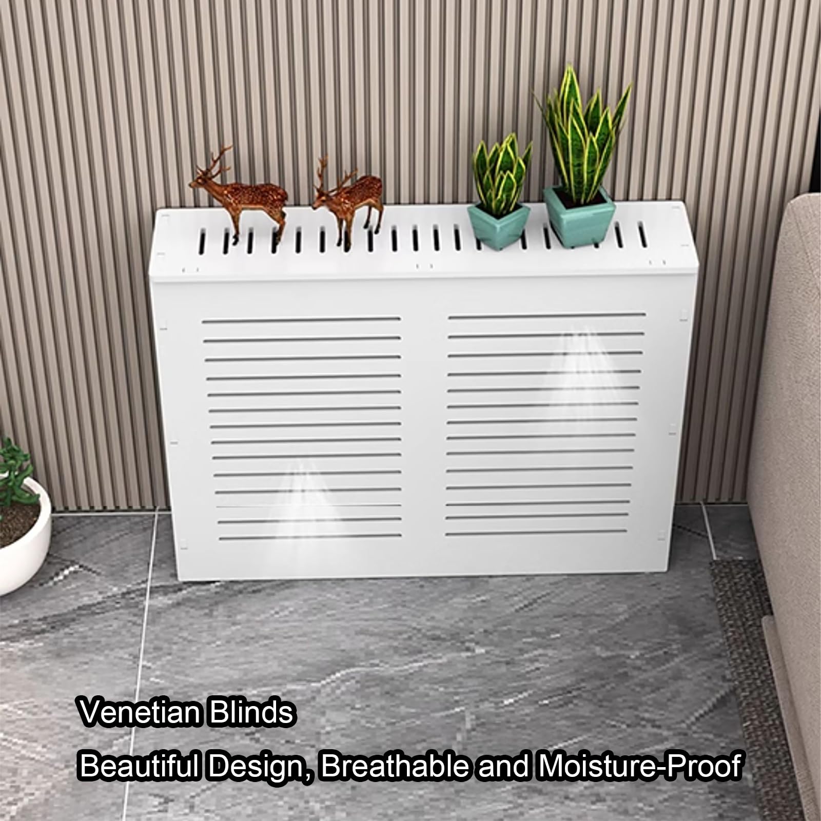 Radiator Cover Heating Cabinet Shelf, Modern Louvered Grill Shelf Cabinet, Radiator Covers for Home, Punch-Free Installation, Shielding Storage Design(60x80x15cm/24x31x6in)