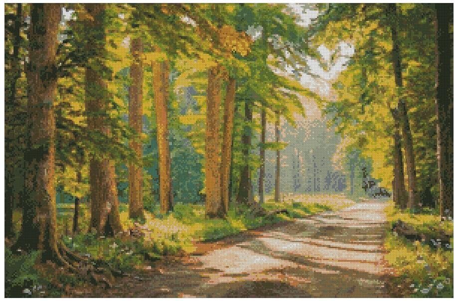 Kit broderie point de croix compté paysagiste de forêt printanière 14 CT 300x200 points 54x36 cm