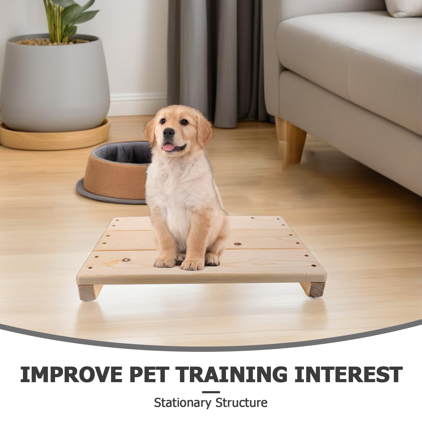 GANAZONO Tablero de Entrenamiento para Perros con Plataforma Antideslizante de Madera, Tamaño Pequeño, Equipo de Agilidad para Cachorros, Accesorio Seguro para Adiestramiento en