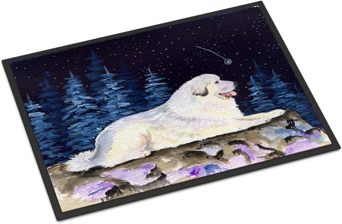 Caroline's Treasures SS8438MAT Starry Night Great Pyrenees Doormat 18x27 Front Door Mat Indoor Outdoor Rugs for Entryway, Non Slip Washable Low Pile, 18H X 27W
