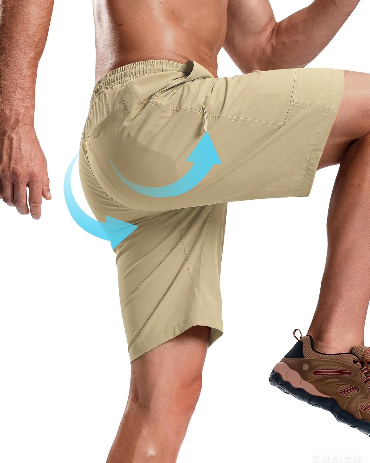 Men's Stretch Cargo Shorts Drawstring Elastic Waist Outdoor Work Hiking Athletic Shorts with 5 Pockets