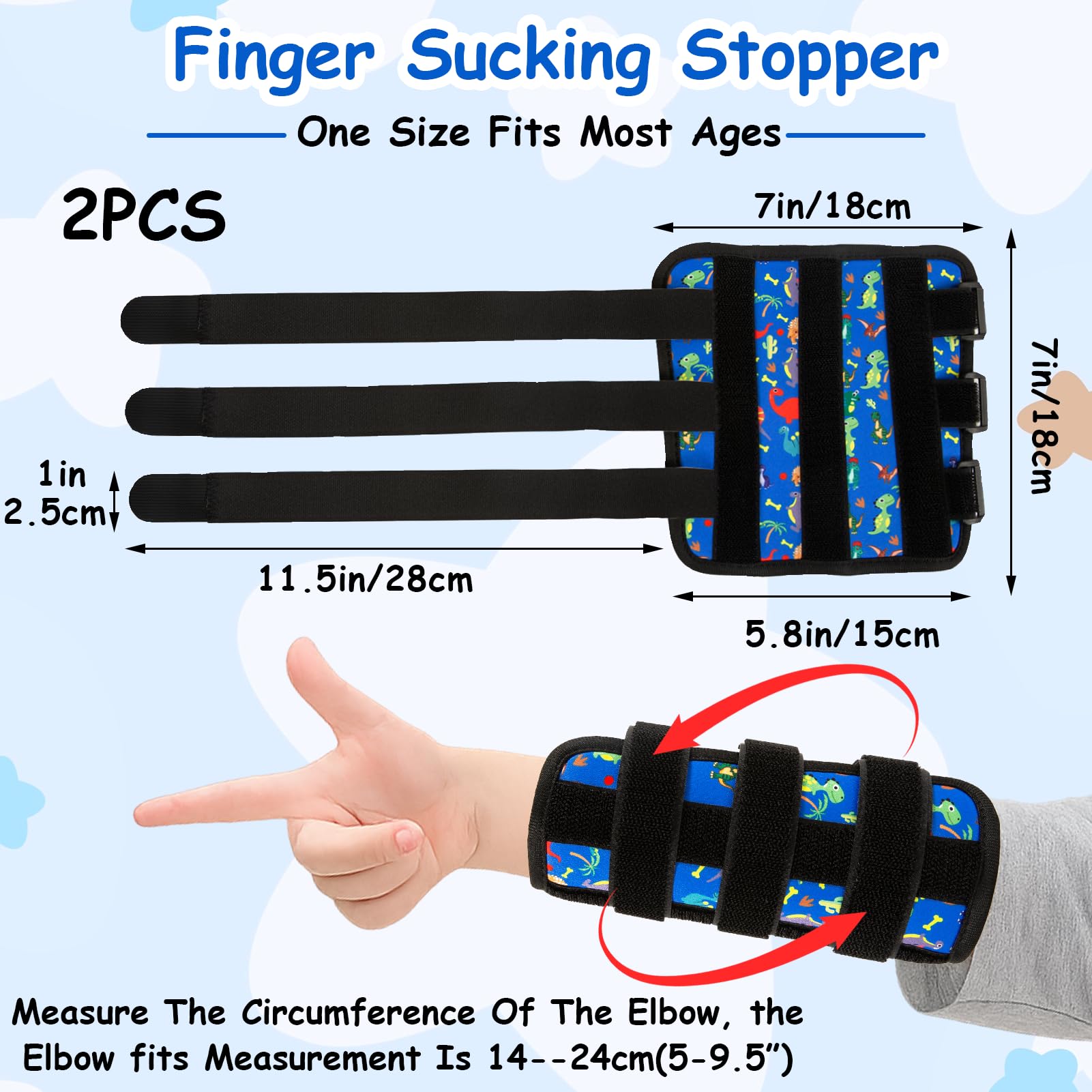 2 Pièces Protège-Doigts Pour Enfants Protection Anti, Utilisé Pour Anti Succion Pouce, Protection Platre Bras Enfant, Arrêter De Sucer Les Doigts Empêcher (Dinosaure Bleu)