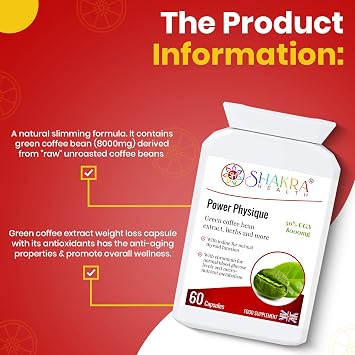 Power Physique | Unique High Strength Green Coffee Bean Kosher Tablets for Healthy, Natural Weight, Vegan & Metabolism Boost | Spiritually Aligned Supplements. Shakra Health