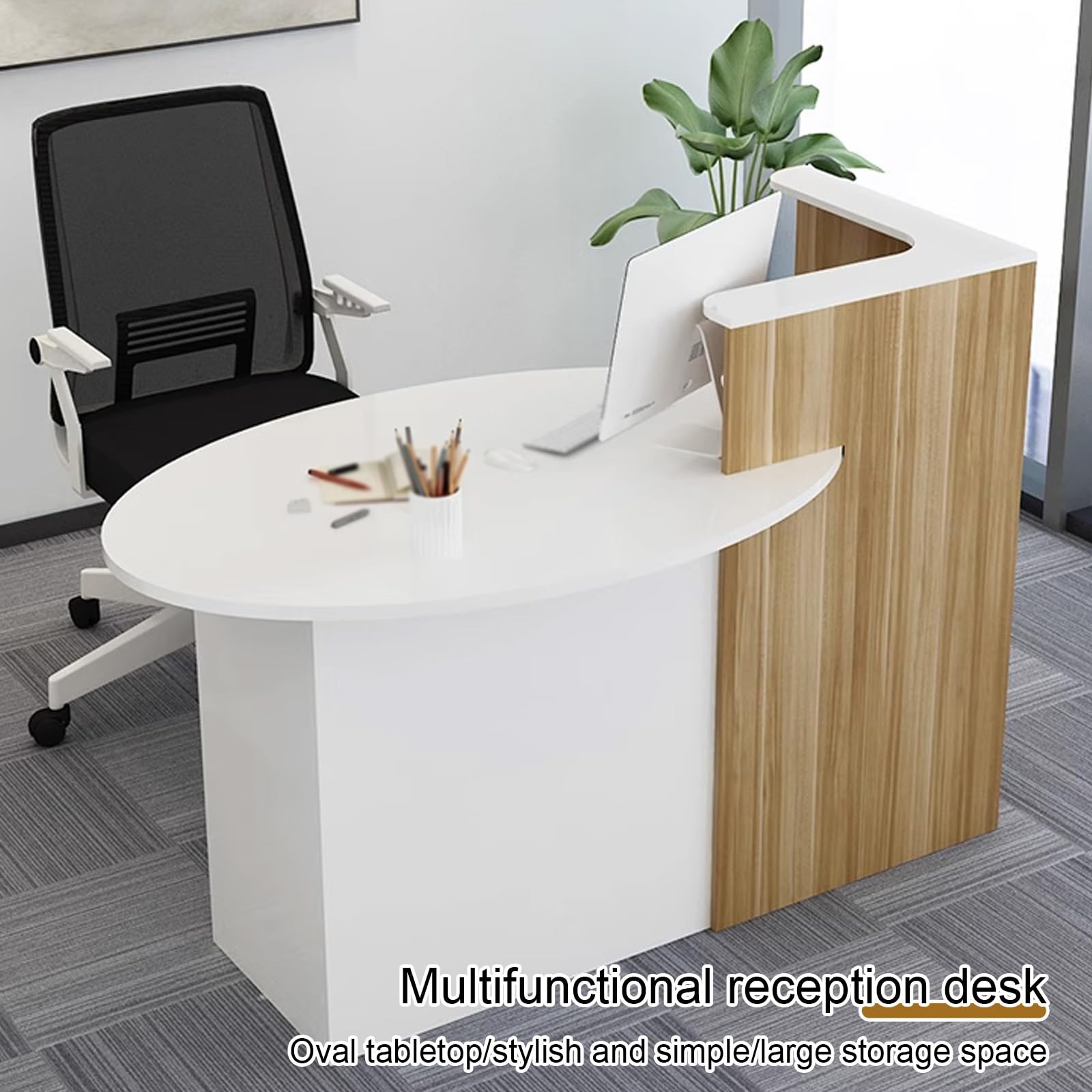 Empfangstheke, Verkaufstheke mit Schubladen und Schließfächer, Kassentheke für Büro, Einzelhandel und Kosmetikstudios, Herausnehmbaren Regalen
