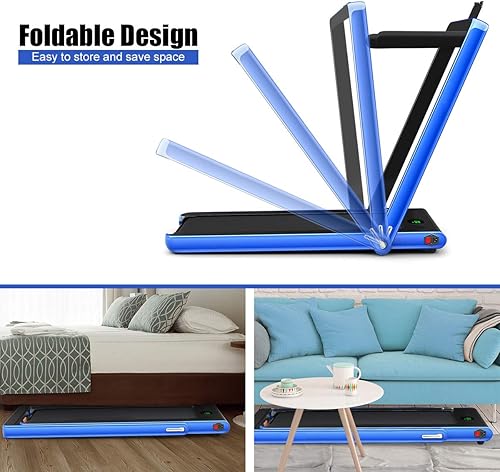 Miniatura 4 de SAFEPLUS Treadmil - Caminadora plegable portátil 2 en 1 con modos de caminar y correr y correr debajo del escritorio, caminadora debajo del