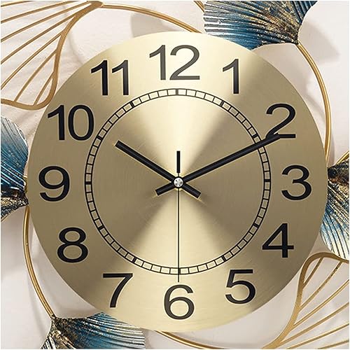 Miniatura 3 de Reloj de pared de hoja de ginkgo 3D, silencioso, moderno, grande, de metal, decorativo, grande, para cocina, hogar, dormitorio