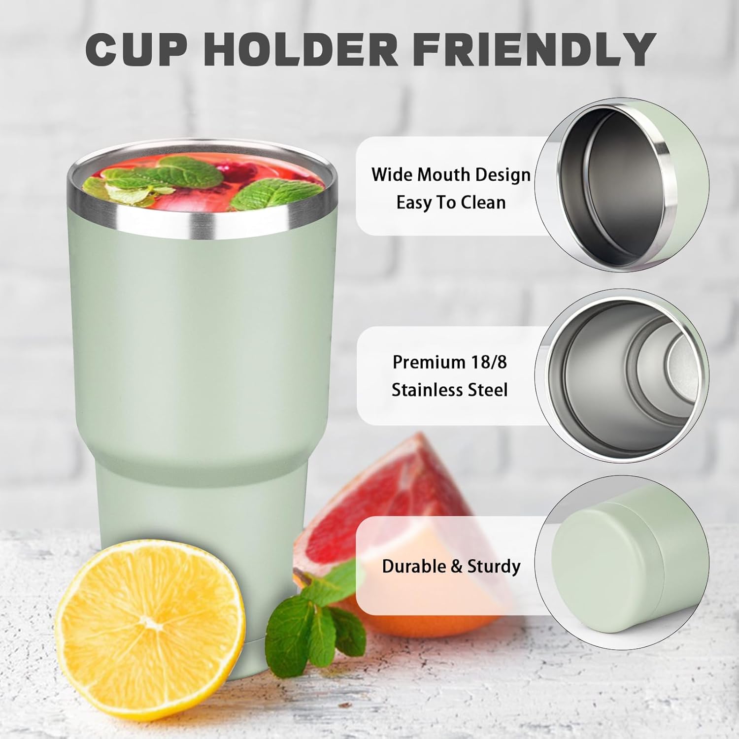 30 oz Tumbler with Lids and Straws, Stainless Steel Insulated Coffee Tumbler, Double Wall Vacuum Insulated Travel Mug Cup, Leakproof Thermal Coffee Cup for Hot and Cold Drinks (Green Tea) - Image 3