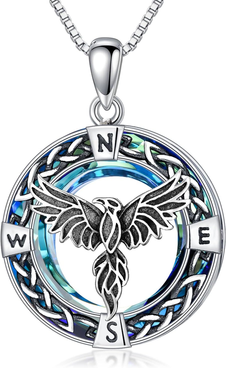 TOUPOP Tree of Life Necklace 925 Sterling Silver Celtic Knot Tree Pendant Blue Crystal Jewelry Mother's Day Gifts for Women Men
