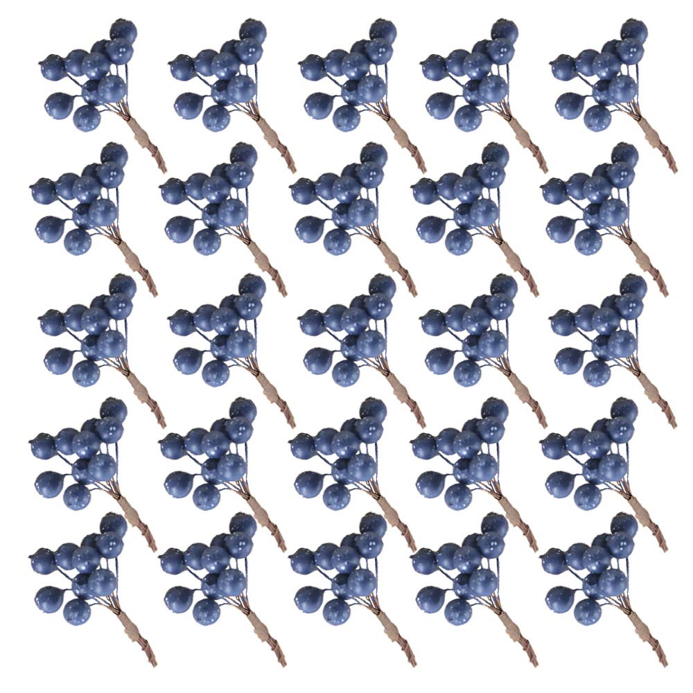 25 Packs Artificial Silk Berries Artificial Fruits Fake Blueberry for Home House Kitchen Party Decoration
