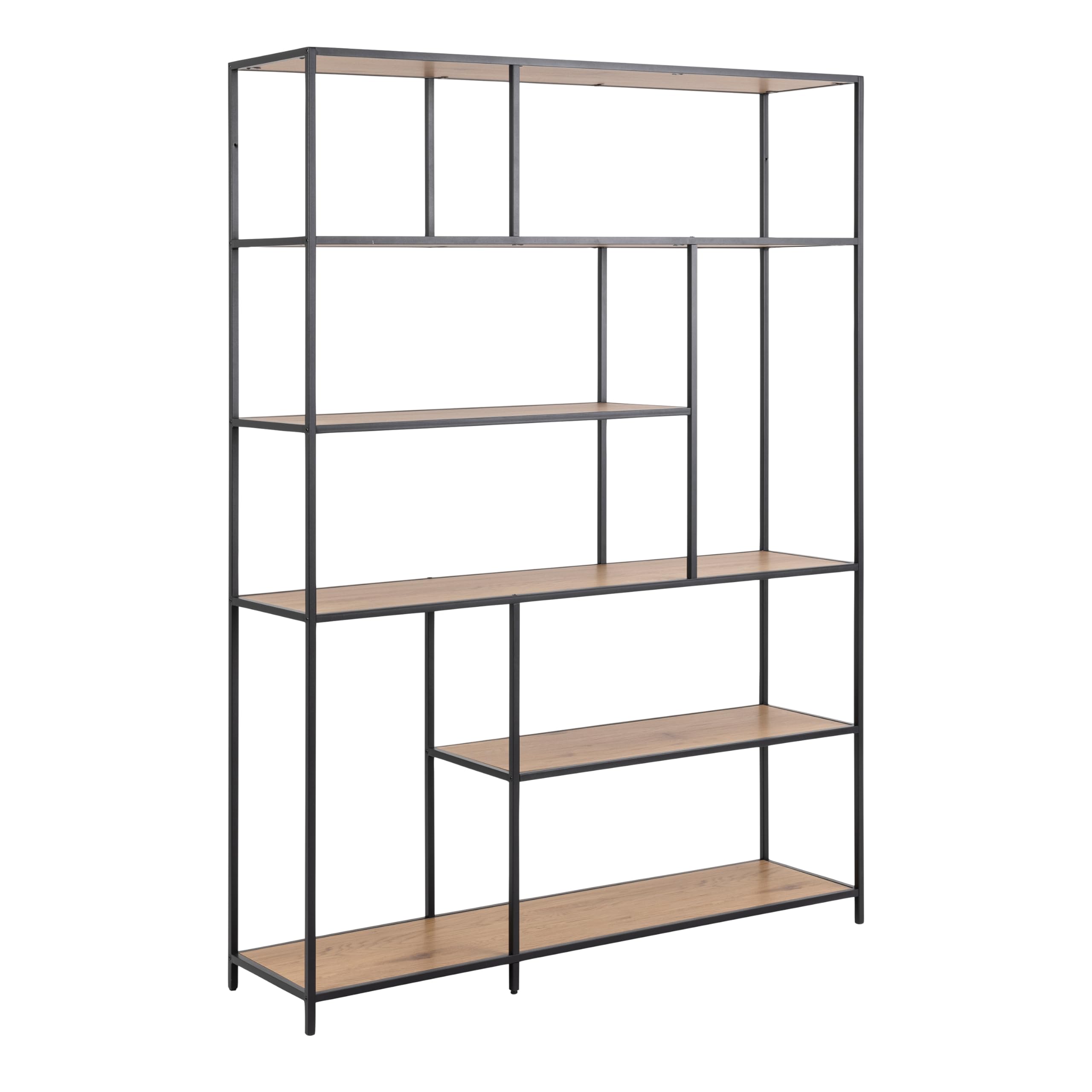 Furniture To Go | Seaford Bookcase with 1 Drawer and 5 Shelves in Black and Oak