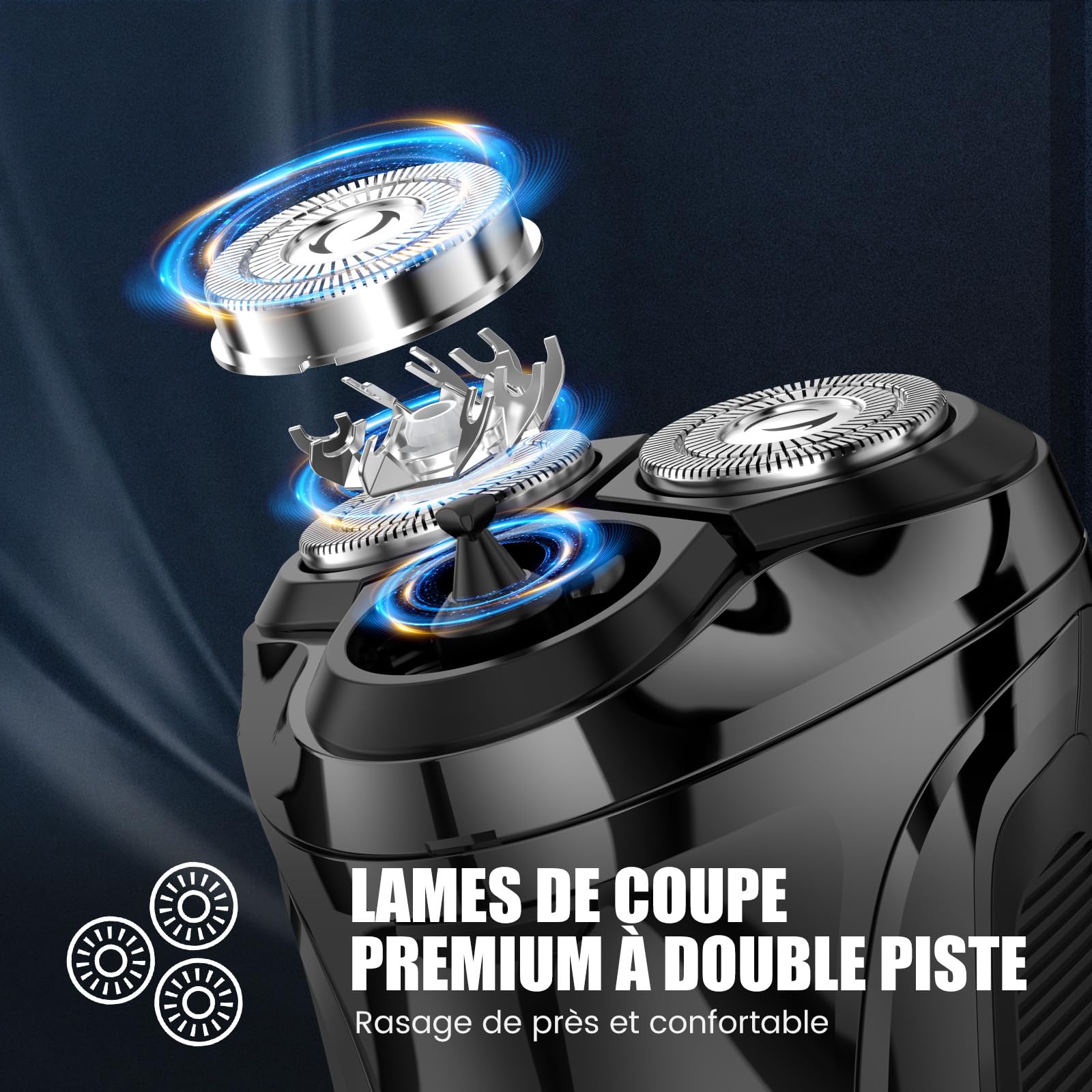 Brightup Rasoir Électrique Homme avec Tête Flottante 4D, Sans Fil LED Rasoirs Barbe Étanche IPX6, Recharge USB-C et Tondeuse Pop-Up, Verrouillage de Voyage