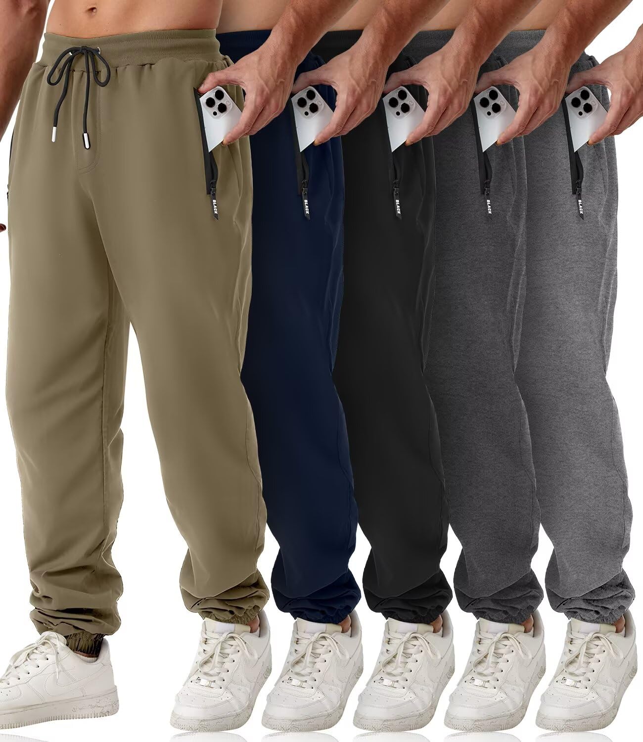 OZYJD Men's Sweatpants 5 Pack Zipper Pocket Jogger