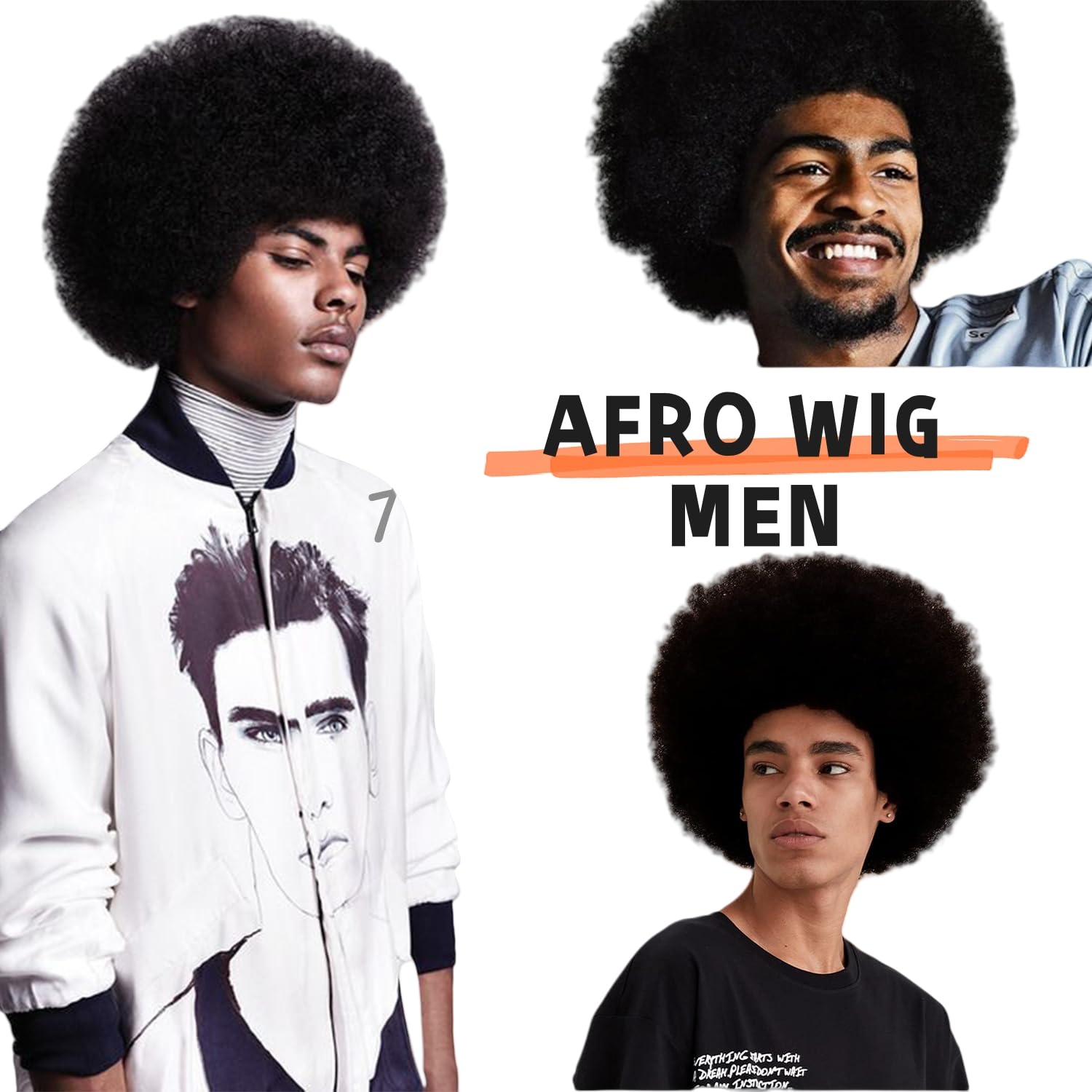Sabosi Afro Wig for Men Short Fluffy Hair 70s Rock Disco Wigs for Male,Rocker Costume Mens Wigs Natural Looking Synthetic Hair for Halloween Party Daily Use - Image 4