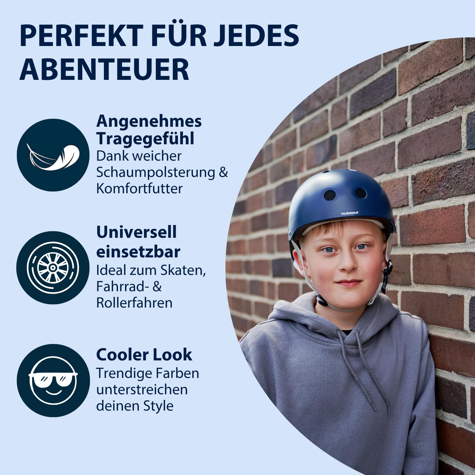 HUDORA Skaterhelm - Skateboard-Helm für Kinder, Jugendliche und Erwachsene - Hochwertiger Helm - zum Skaten, Skateboarden, Scooterfahren und Fahrradfahren
