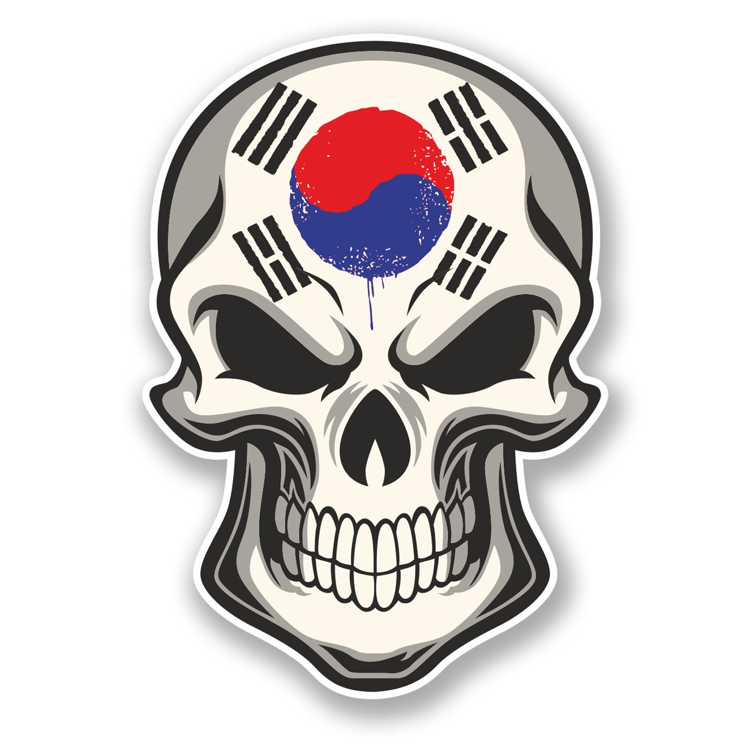 Destinationvinyl Multi 2 X 10Cm Korea Flag Vinyl Decal Sticker Skull Laptop Car Bike Korean #5855 (7Cm Wide X 10Cm Tall)