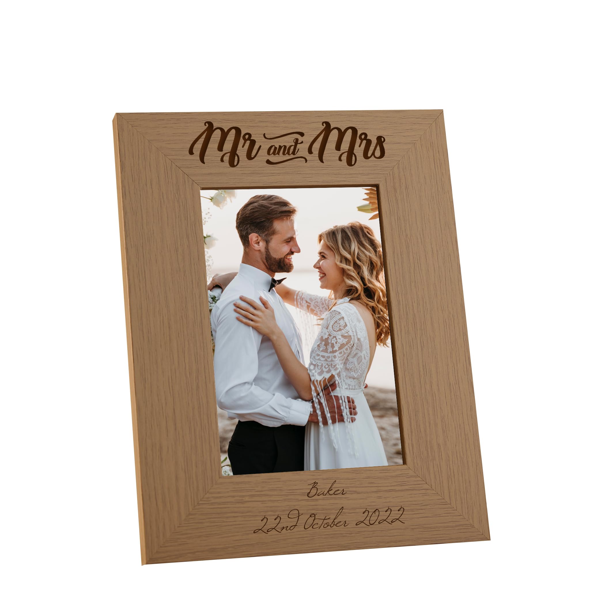 Personalised Engraved Mr and Mrs Wooden Photo Frame Wedding Gift (8 x 10 Inch)