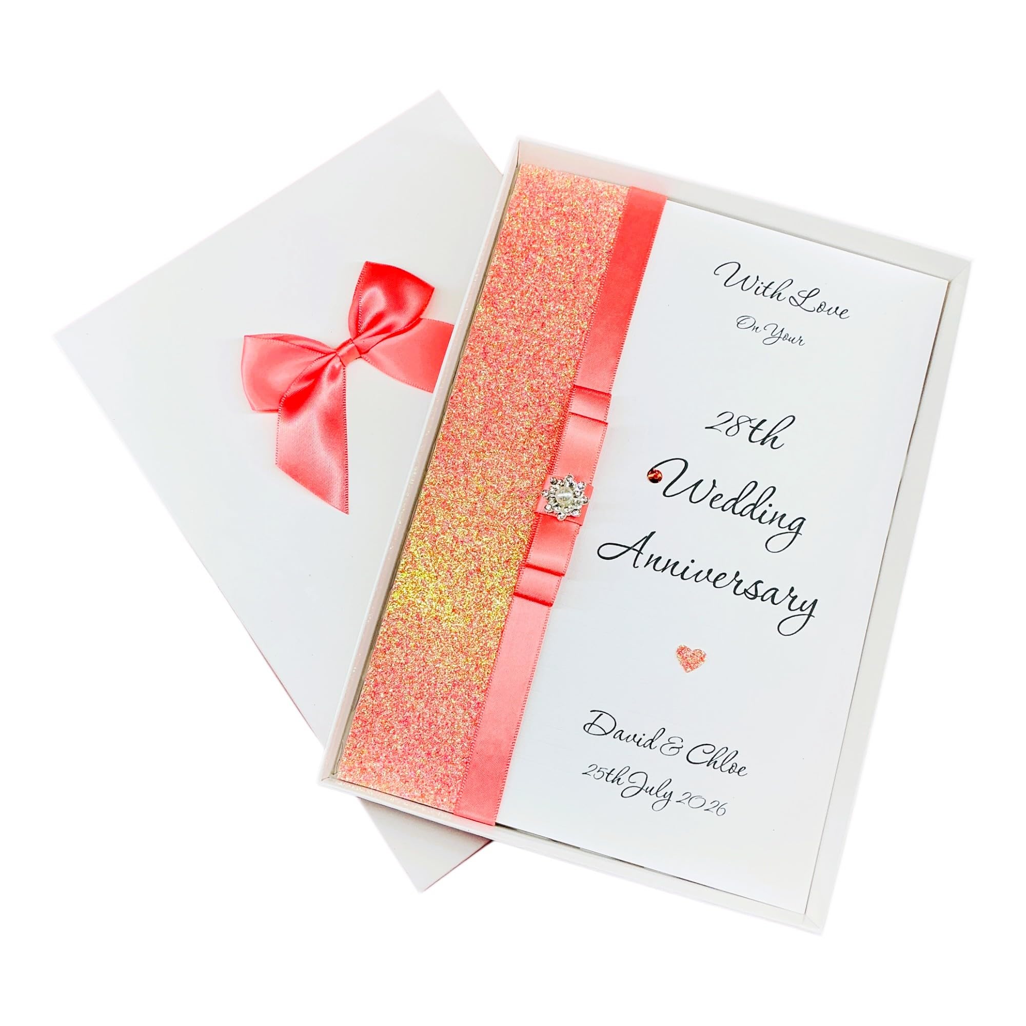 28th Wedding Anniversary Greeting Card Personalised Orchid 28 Years - LB 28