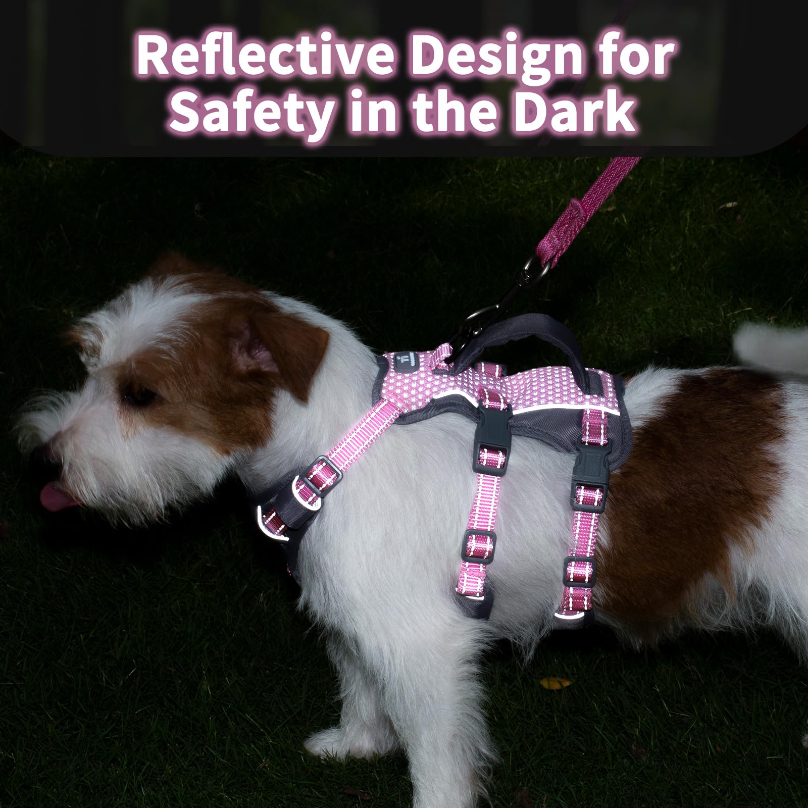 Huntboo Escape Proof Dog Harness Medium, Anti-Pull Dog Harness with Handle, Breathable, Adjustable, Reflective Dog Harnesses - Image 3