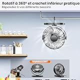 Ventilateur de Bureau, Petit Ventilateur USB Silencieux 3 Vitesses Réglable Alimenté par USB, Ventilateur Bureau Inclinaison Réglable à 360 ° pour La Chambre, Bureau, Domair, Cuisine - 5