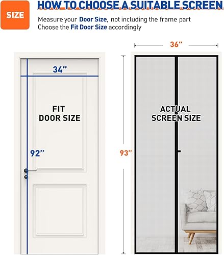 Miniatura 8 de Pantalla magnética para puerta, cortina de malla de fibra de vidrio para puerta francesa resistente, Gris