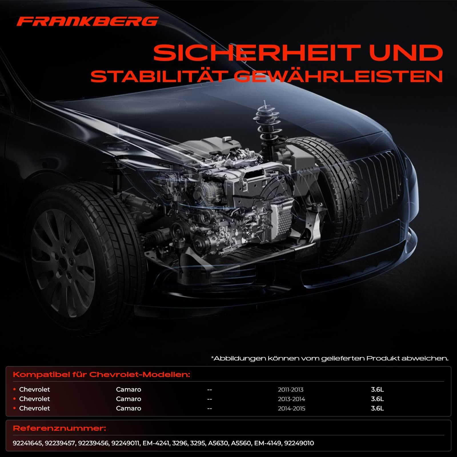 Frankberg 2 x łożysko silnika przednie lewe prawe + 1 x łożysko przekładni do automatycznej skrzyni biegów, kompatybilne z Camaro - 3,6 l 2011/01-2015/12 zamiennik # 92239457 92249328
