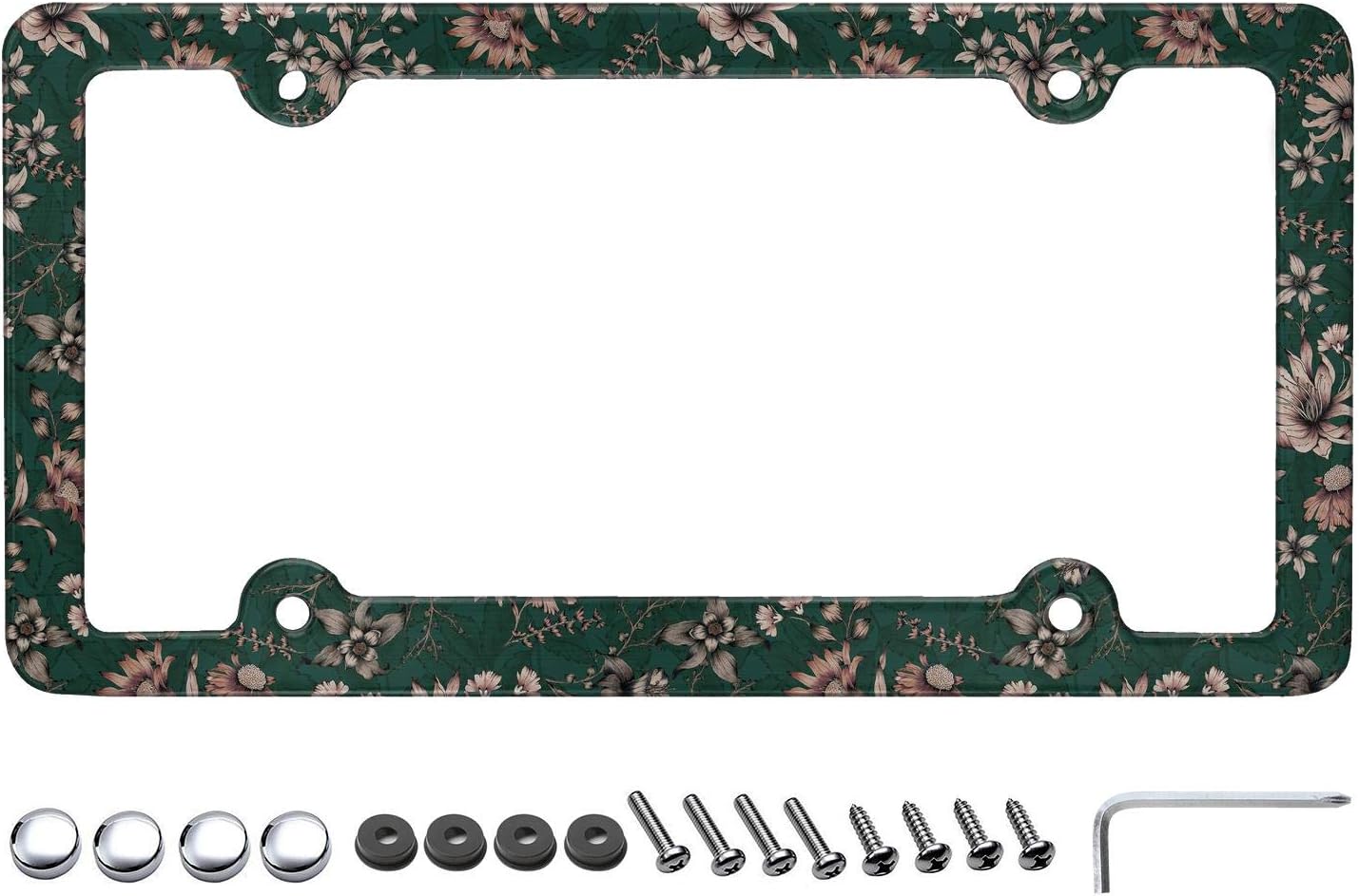 Bartonny Vintage Floral Pattern Aluminum License Plate